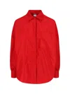 Aspesi Long Sleeve Collared Top Chest Pocket In Red