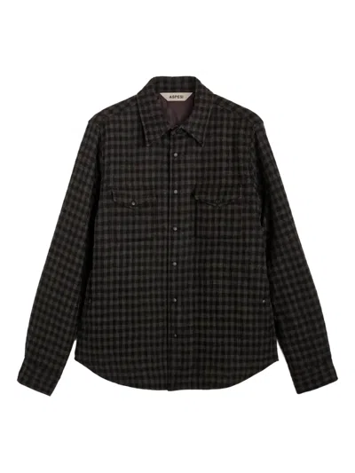 Aspesi Doppia Check Pocket Shirt In Brown