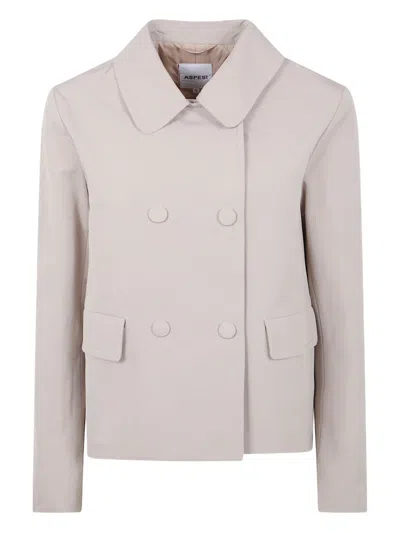 Aspesi Double-breasted Blazer In Gray