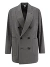 Aspesi Double-breasted Blazer In Gray