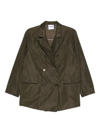Aspesi Double-breasted Blazer In Green