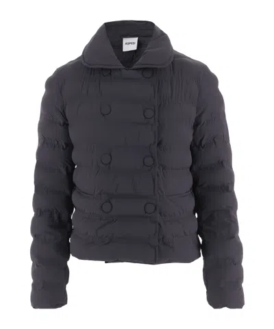 Aspesi Double-breasted Casual Jacket In Black