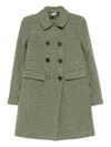 Aspesi Double-breasted Check Coat In Green