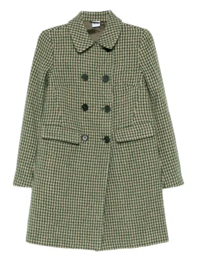 Aspesi Double-breasted Check Coat In Green