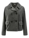 Aspesi Double-breasted Cotton Blazer In Gray