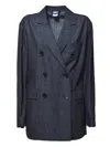 Aspesi Double-breasted Long Sleeved Denim Blazer