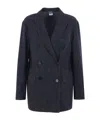 Aspesi Double-breasted Denim Blazer In Blue