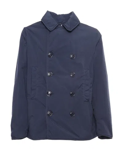 Aspesi Double-breasted Lapel Casual Jacket In Blue