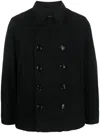 Aspesi Double-breasted Cotton Blazer In Schwarz