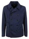 Aspesi Double-breasted Straight-hem Jacket In Navy