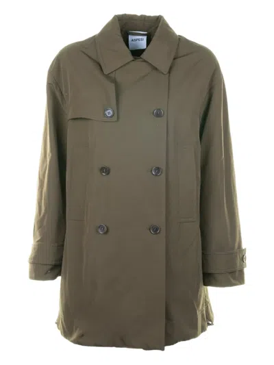 Aspesi Double-breasted Trench In Gray