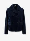 Aspesi Double-breasted Velvet-texture Jacket In Blue