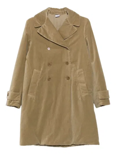 Aspesi Double-breasted Velvet Coat In Brown