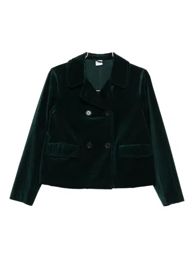 Aspesi Double-breasted Velvet Jacket In Green
