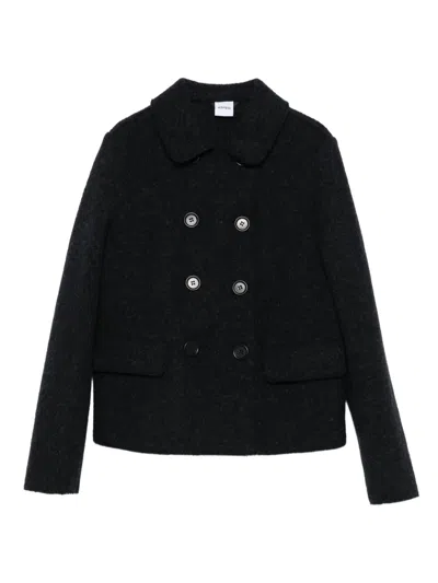 Aspesi Double-breasted Virgin-wool Jacket In Black