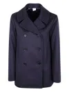 Aspesi Double-breasted Wool Coat In Blue