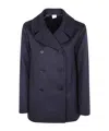 Aspesi Double-breasted Wool Coat In Blue