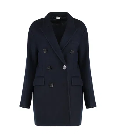 Aspesi Double-breasted Wool Coat In Blue