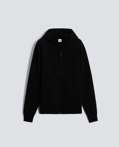 Aspesi Double-knit Cotton Hooded Sweater In Blue