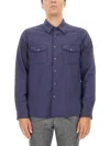 Aspesi Tailored White Shirt With Button-down Front And Pointed Collar In Blue