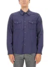Aspesi Tailored White Shirt With Button-down Front And Pointed Collar In Blue