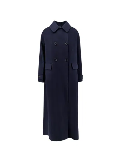 Aspesi Double-breasted Coat In Blue