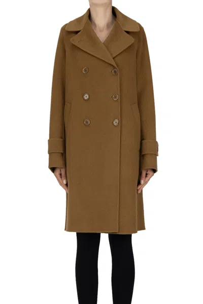 Aspesi Double-breasted Coat In Light Brown