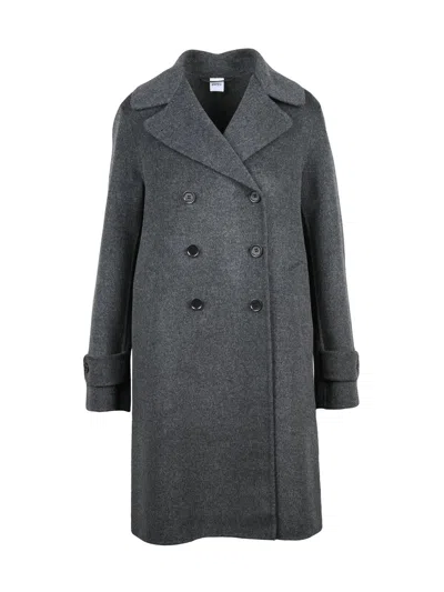 Aspesi Double-breasted Grey Wool  Coat In Gray