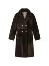 Aspesi Double-breasted Shearling Jacket In Brown