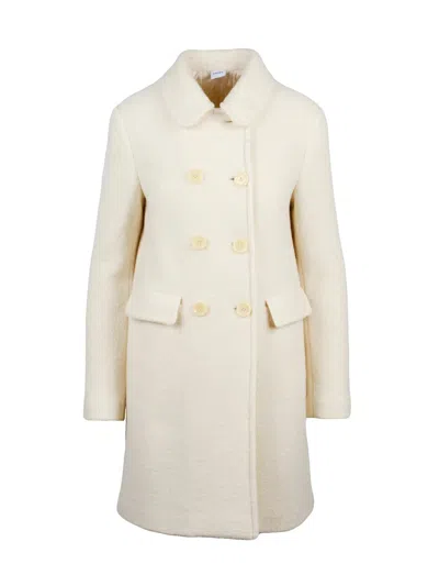 Aspesi Double-breasted Virgin Wool Coat With Flap Pockets In Beige