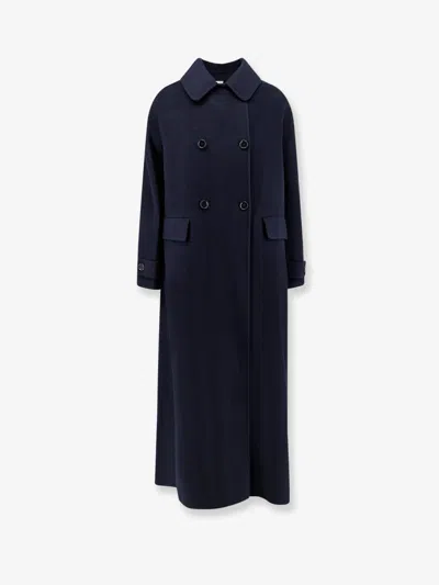 Aspesi Double-breasted Wool Coat In Blue