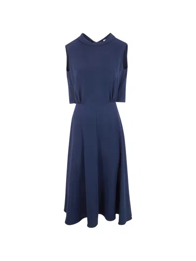 Aspesi Draped-panel Midi Dress In Blue