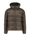 Aspesi Nylon Down Jacket Featuring Adjustable Elements In Brown