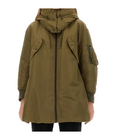 Aspesi Drawstring Hooded Padded Coat In Green