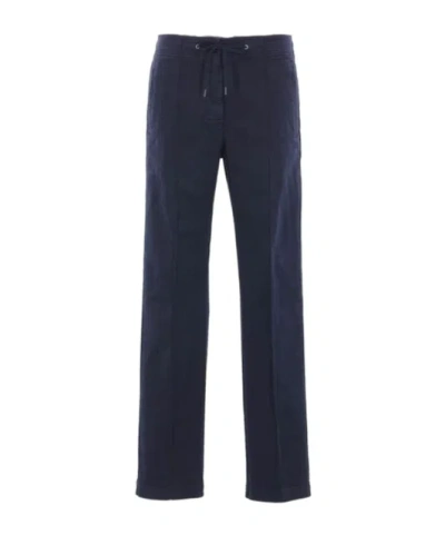 Aspesi Drawstring Straight-leg Trousers In Blue