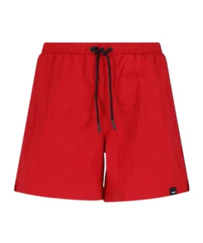 Aspesi Kids'  Drawstring Swim Shorts In Red