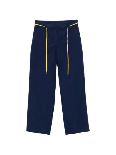 Aspesi Drawstring Wide-leg Trousers In Blue