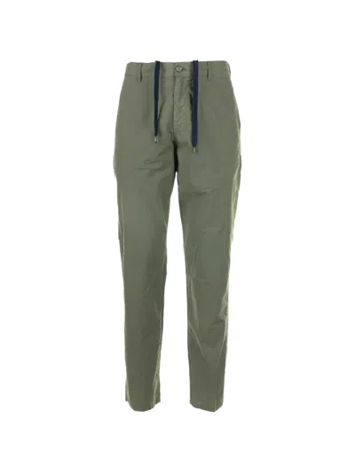 Aspesi Straight Drawstring Casual Pants In Militare