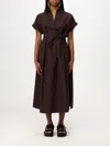 Aspesi Long Dress With Side Slits In Brown