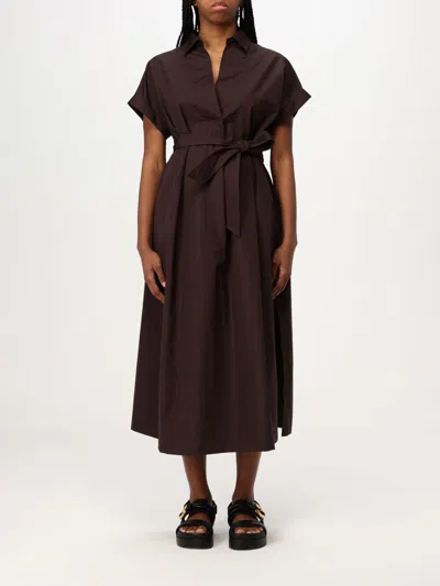 Aspesi Long Dress With Side Slits In Brown