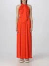 Aspesi Waist Belted Halter Neck Maxi Dress In Red