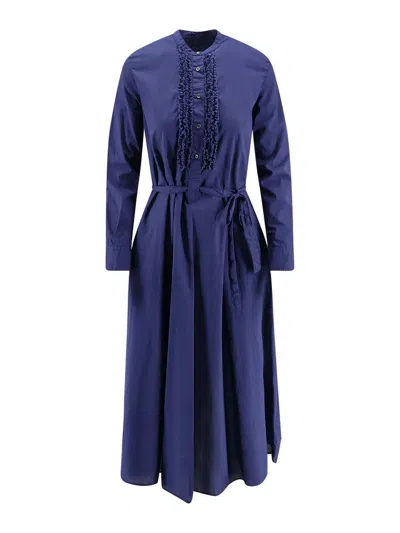 Aspesi Dress In Handcrafted Fabric In Blue