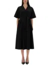 Aspesi Button-down Midi Dress With Belted Waist In Black
