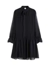 Aspesi Long Sleeve Pleated Dress In Black