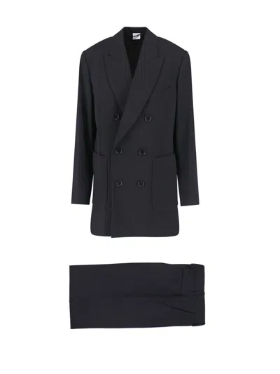 Aspesi Double-breasted Suit In Black