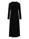 Aspesi Velvet Dress With Long Sleeves And Round Neckline In Black