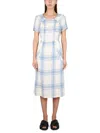 Aspesi Pleated Check Maxi Dress In Blue