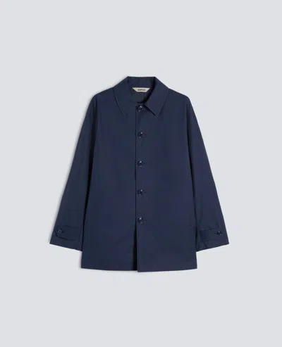 Aspesi Dry Wax Cotton Raincoat In Blue