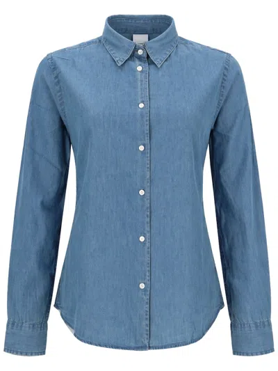 Aspesi Denim Slim Solid Shirt In Blue
