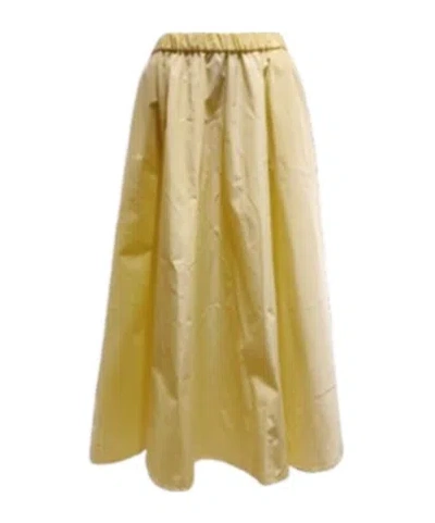 Aspesi Elastic Pleated Midi Skirt In Brown